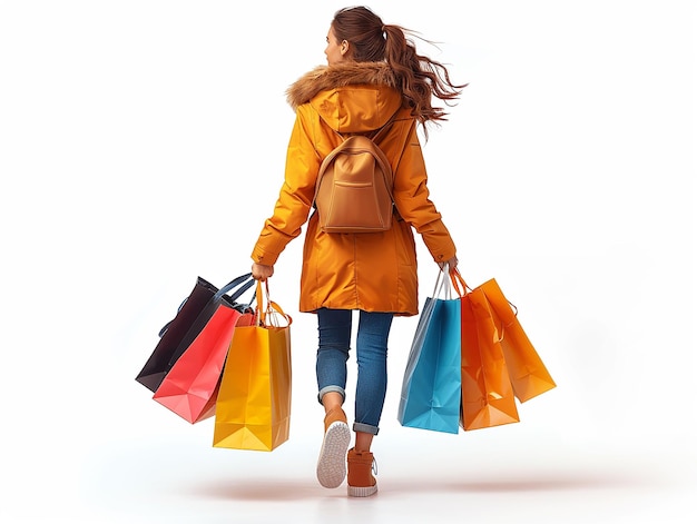 Beautiful Woman Carrying Lots of Shopping Bags