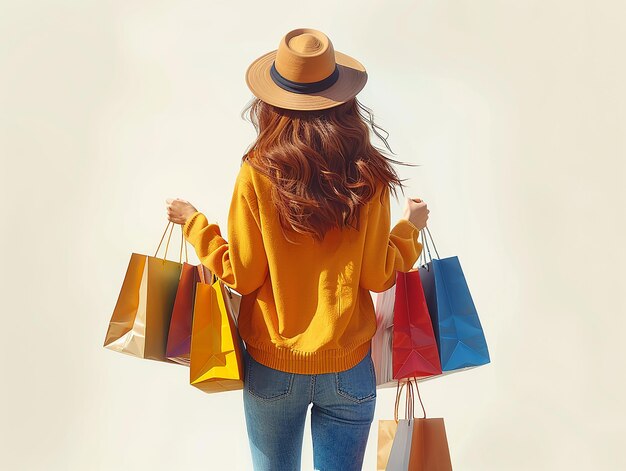 Beautiful Woman Carrying Lots of Shopping Bags