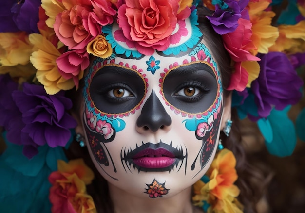 Beautiful woman dressed as a catrina