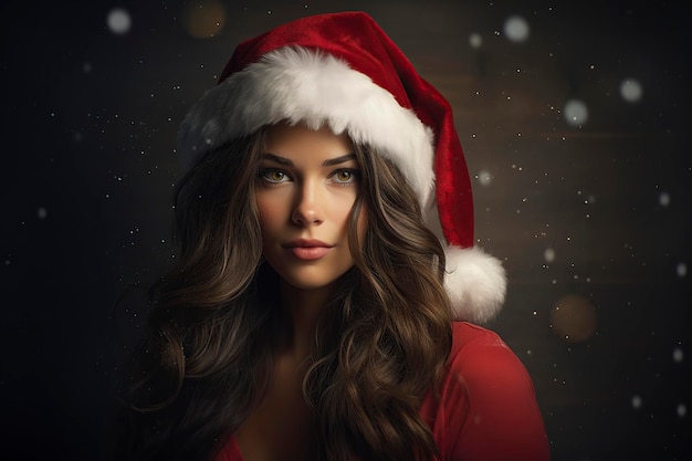 beautiful woman dressed as santa claus