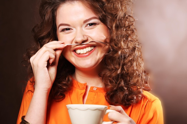 Beautiful woman drinking coffee