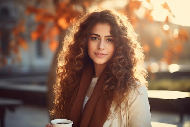 Beautiful woman eating delicious street food outdoors