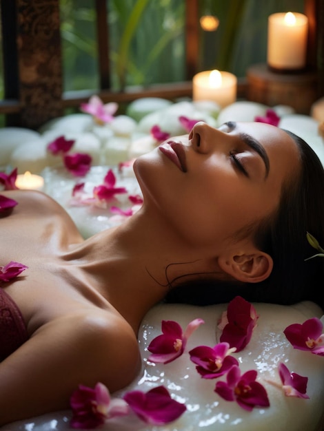 Beautiful Woman Enjoying Relaxing Spa Treatment