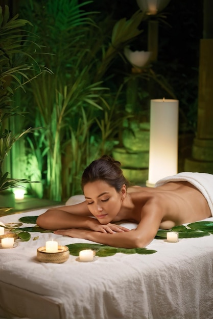 Beautiful Woman Enjoying Relaxing Spa Treatment