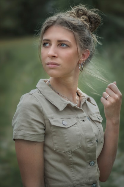 A beautiful woman in the fields