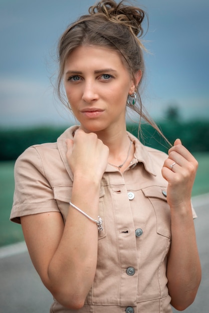 A beautiful woman in the fields