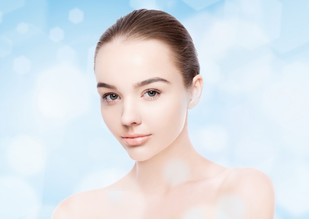 Beautiful woman girl natural makeup spa skin care