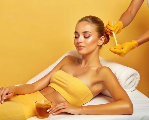 Photo a beautiful woman having waxing and hair removal services at salon