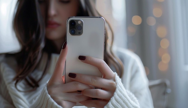 beautiful woman holding a smartphone