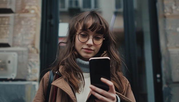 beautiful woman holding a smartphone