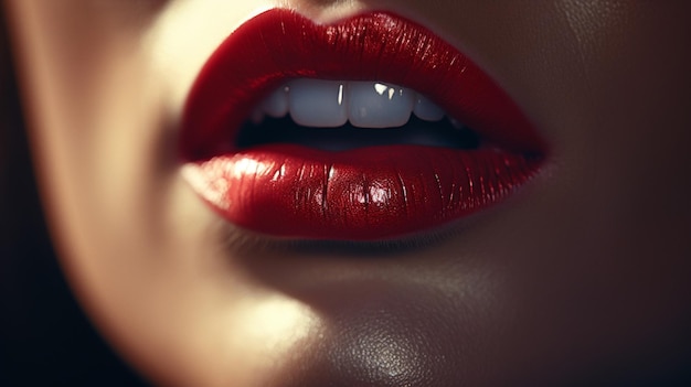 beautiful woman lips shine with sensuality and elegance