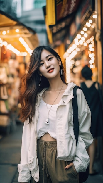 beautiful woman model on the street