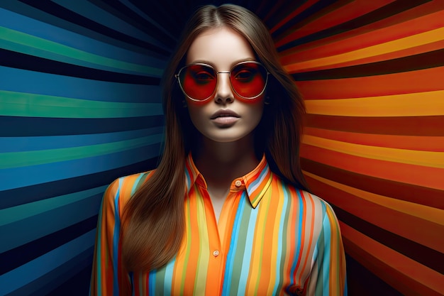 beautiful woman model with colorful outfit ai generated