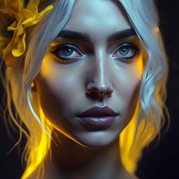 Beautiful woman portrait with perfect eyes created with generative ai