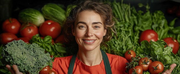 Beautiful Woman Preparing Vegetarian Food CloseUp Vibrant Healthy Inviting