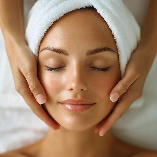 Beautiful Woman Receiving a Flawless Skin Massage in Serene Spa Setting Perfect Skincare Relaxation