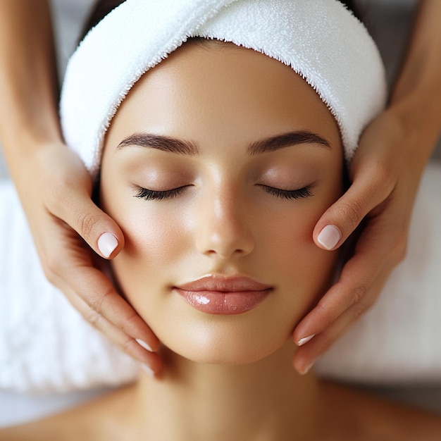 Beautiful Woman Receiving a Flawless Skin Massage in Serene Spa Setting Perfect Skincare Relaxation