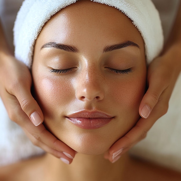 Beautiful Woman Receiving a Flawless Skin Massage in Serene Spa Setting Perfect Skincare Relaxation