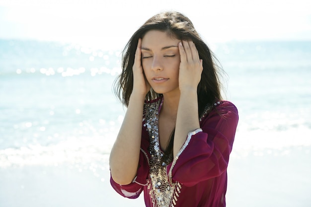 Beautiful woman relaxing on the beach