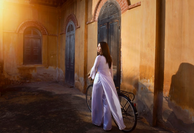 Beautiful woman riding a bike