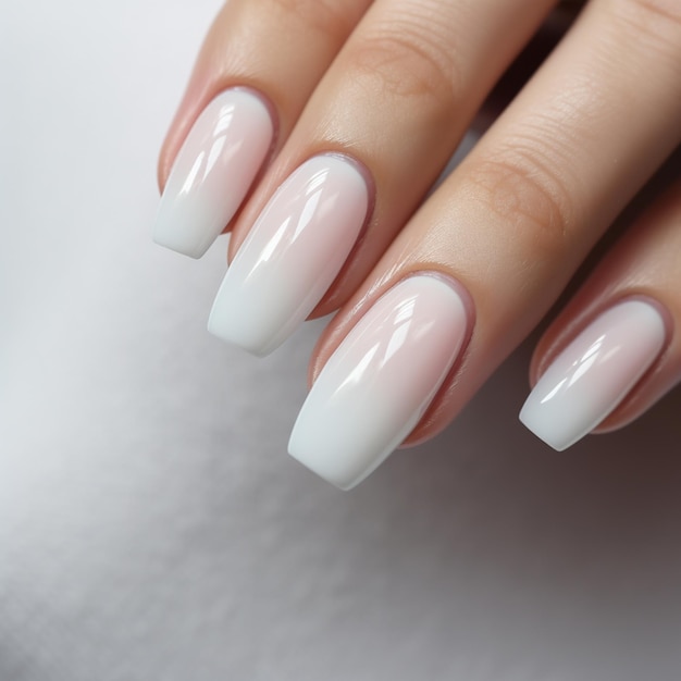 beautiful woman's white nails of hands