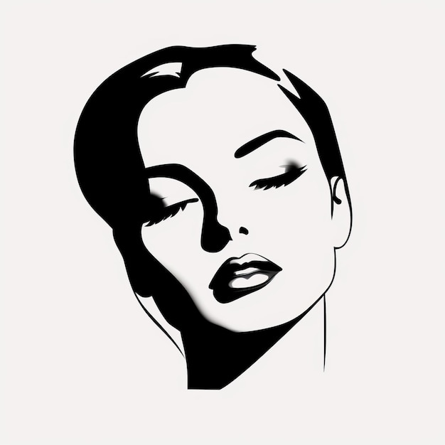 Beautiful Woman Silhouette Illustration In Highcontrast Realism Style