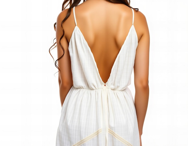 A beautiful woman in a soft and luxurious linen nightgown showcasing highquality details