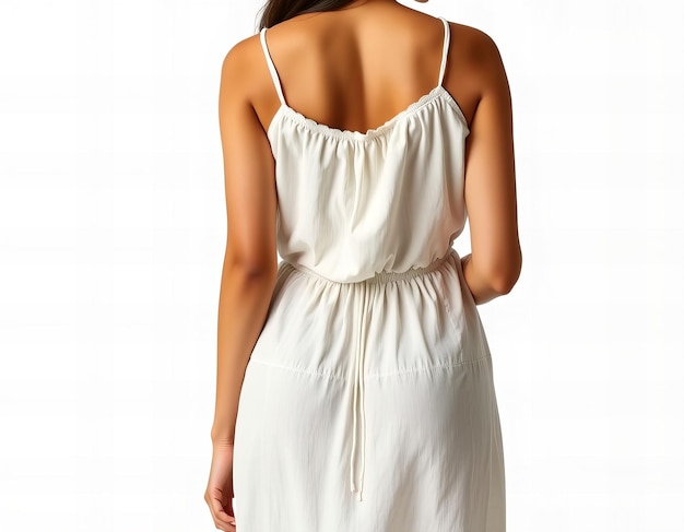 A beautiful woman in a soft and luxurious linen nightgown showcasing highquality details