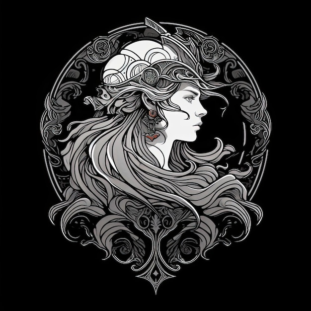 Beautiful woman warrior Viking woman for T shirt prints Vector illustration