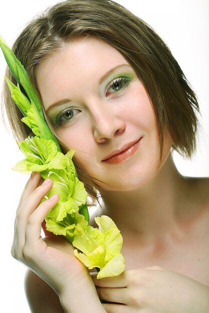 Beautiful woman with bamboo