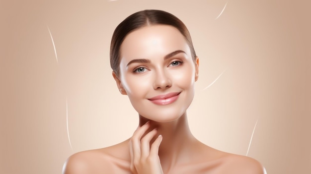 Beautiful woman with beautiful face Skin care editorial Female without wrinkles realistic