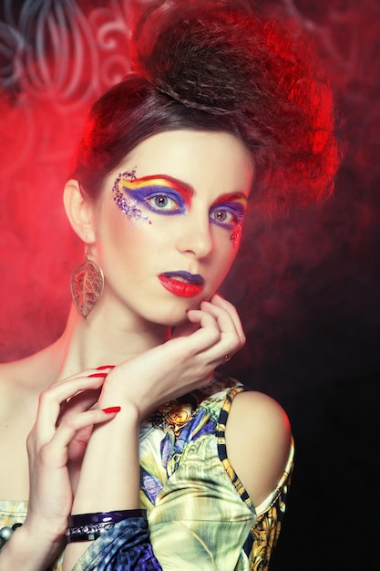 Beautiful woman with bright make up