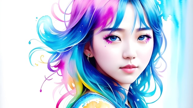 Beautiful woman with colorful hair