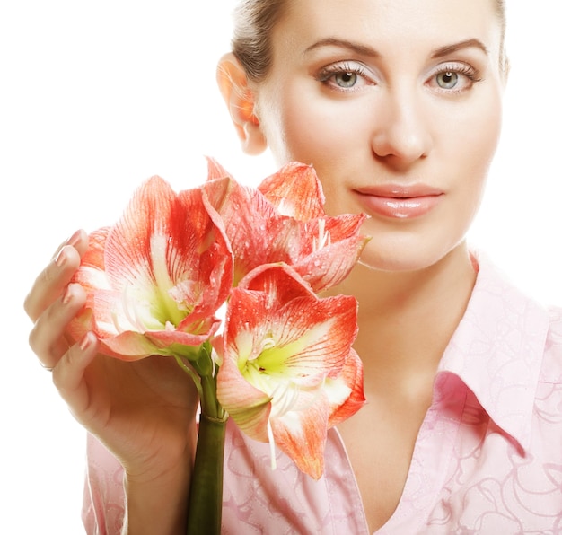 Beautiful woman with flowers