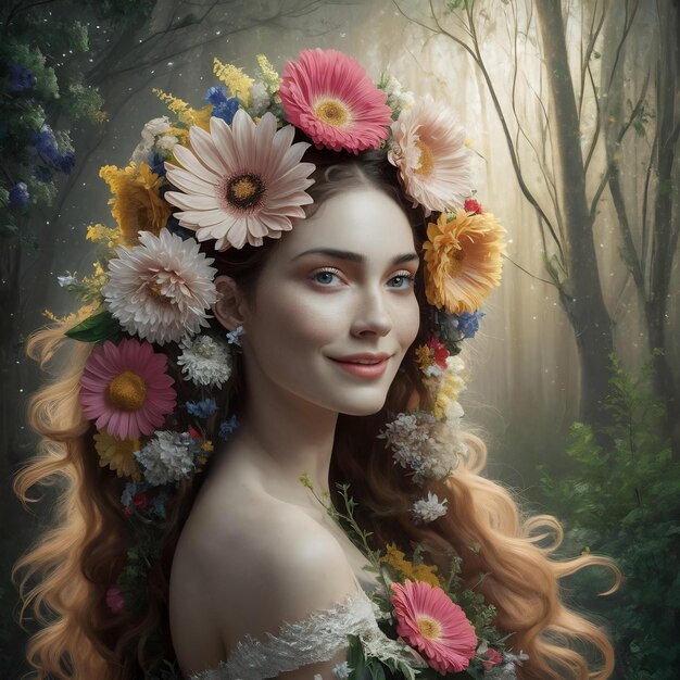 Beautiful woman with flowers