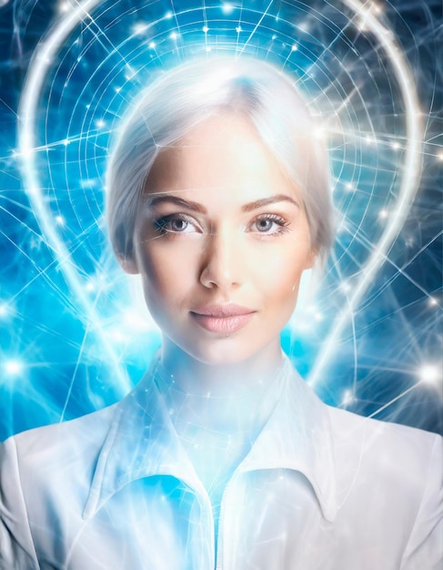 beautiful woman with futuristic background