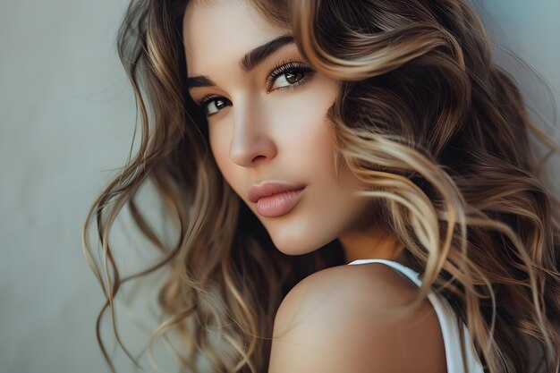 Beautiful Woman with Loose Boho Waves