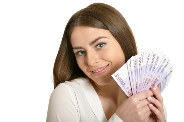 Beautiful woman with money