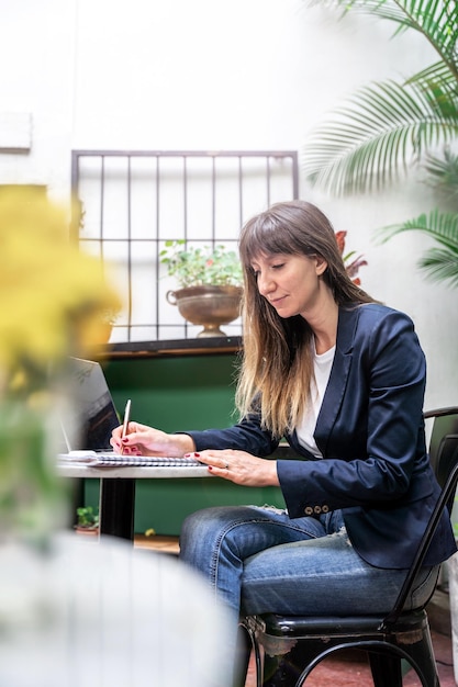 Beautiful woman working concentrated