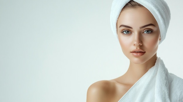 Photo beautiful woman wrapped in a towel