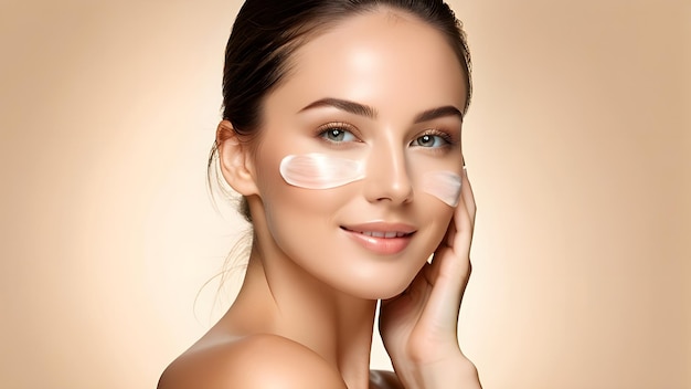 Beautiful women Face skincare light background