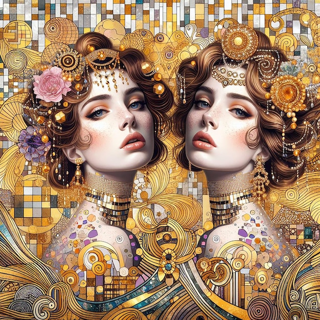 Beautiful women in the style of Klimt