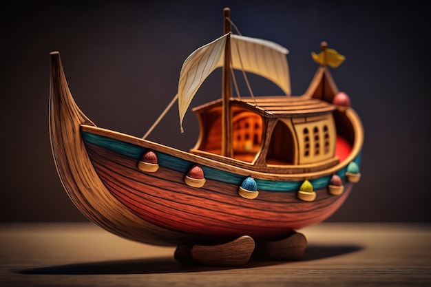 A beautiful wooden boat craft toy