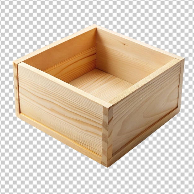 A beautiful wooden box that is open and contains ring isolated on transparent background