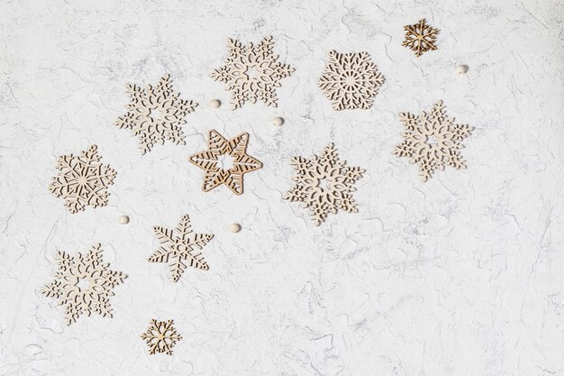 Beautiful wooden snowflakes