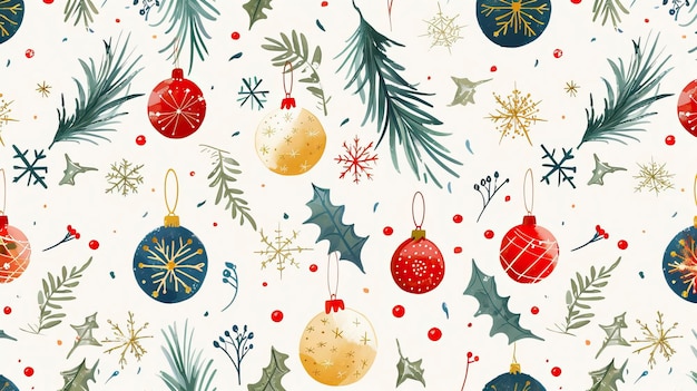 Beautiful Xmas pattern with ornaments Christmas wrapping paper concept