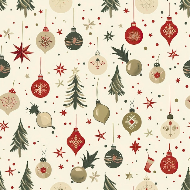 Beautiful Xmas pattern with ornaments Christmas wrapping paper concept