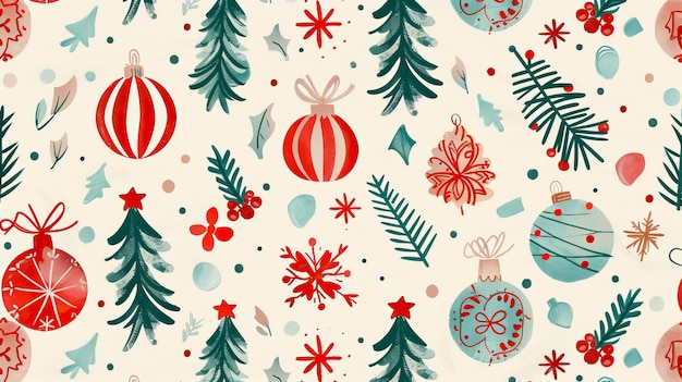 Beautiful Xmas pattern with ornaments Christmas wrapping paper concept