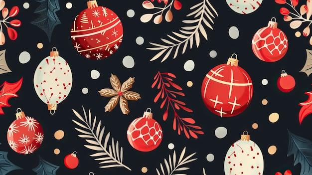 Beautiful Xmas pattern with ornaments Christmas wrapping paper concept