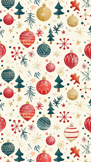 Beautiful Xmas pattern with ornaments Christmas wrapping paper concept